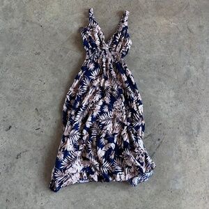 Palm leaf print dress for hourglass shape